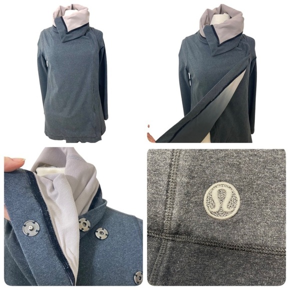 Lululemon Wrap Cowl Neck Cardigan Jacket Oversized Snap Buttons Longer Length - Picture 1 of 9